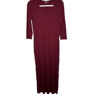 Tommy Bahama Maxi Dress Women Small  Maxi T Shirt Jersey Knit Slits Lace Up Side